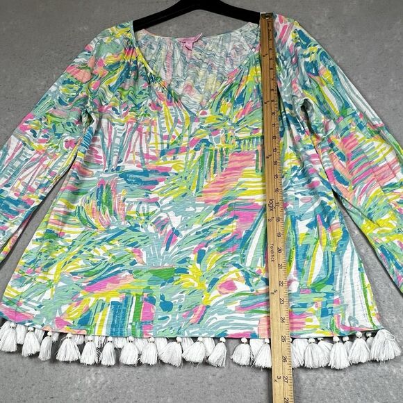 Lilly Pulitzer Top Womens Size M Linzy Tassel Sea Salt And Sun Colorful Knit - Picture 6 of 12